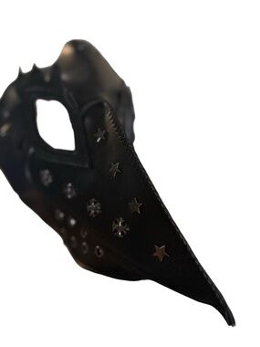 New Black faux Leather bird Plague Mask with Star Stud Detailing eyes wide shut